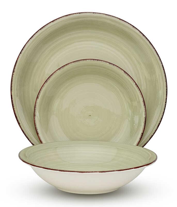 סט אוכל קרמיקה 18 חל' קרם מבריק IVORY