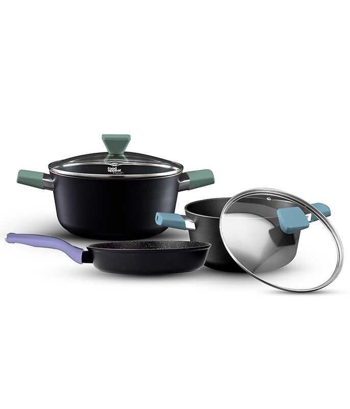 מארז כלי בישול 5 חלקים - סירים 28+24 ס"מ. מחבת 28 ס"מ +CASUAL