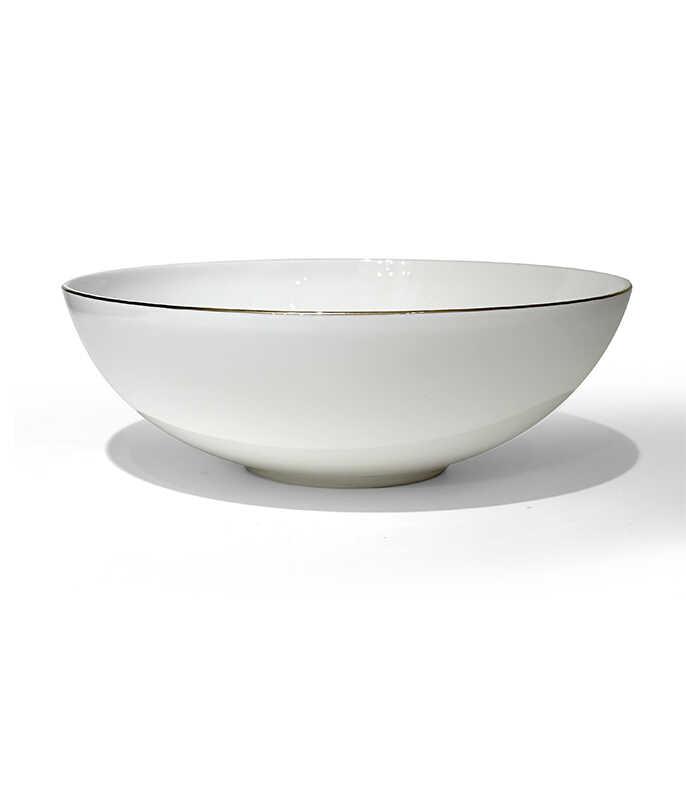 קערת סלט להגשה 23 ס"מ פורצלן NEW BONE לבן פס זהב EBERN