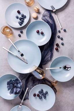 סט אוכל 18 חל' קרמיקה תכלת BLUE FOREST-תמונה-2