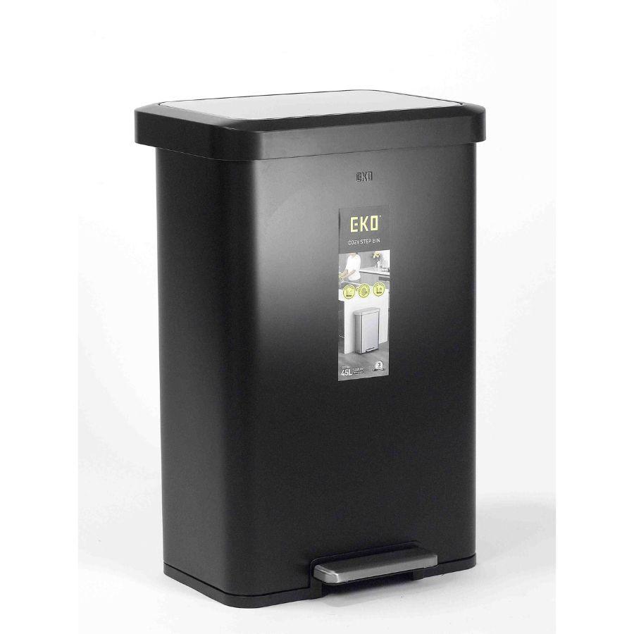 פח אשפה 45 ליטר עם פח פנימי COZY שחור מט מבית EKO