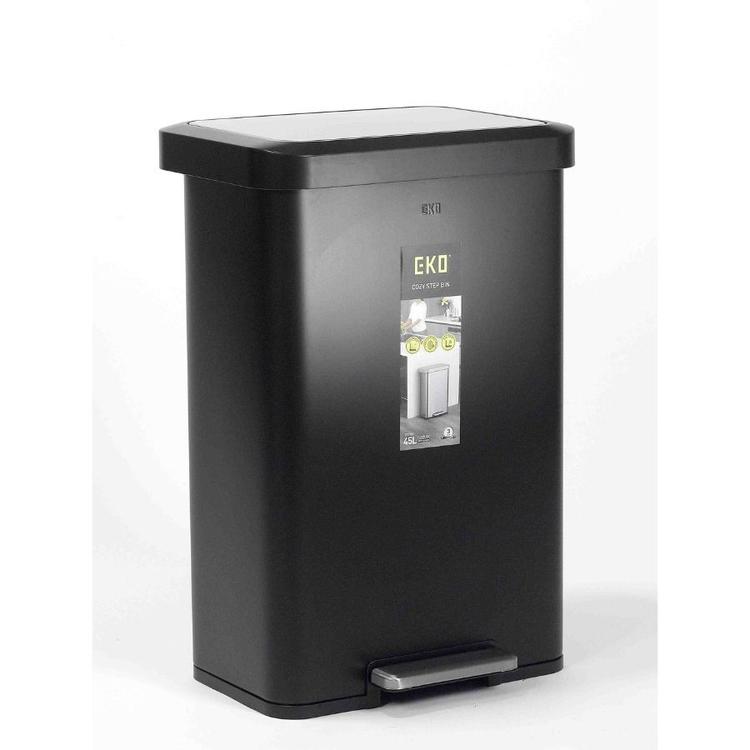 פח אשפה 45 ליטר עם פח פנימי COZY שחור מט מבית EKO