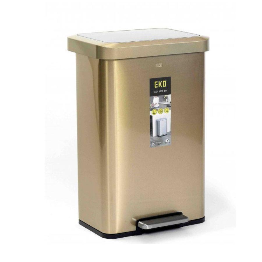 פח אשפה 45 ליטר עם פח פנימי COZY זהב מט מבית EKO