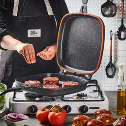 מחבת גריל XL כפולה ומתפרקת 32 * 32 ס"מ | דגם מרובע מסדרת BLACK MARBLE-תמונה-2