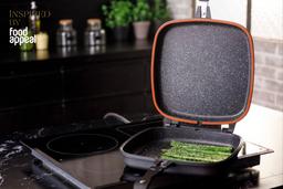 מחבת גריל XL כפולה ומתפרקת 32 * 32 ס"מ | דגם מרובע מסדרת BLACK MARBLE-תמונה-4