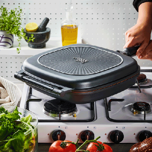 מחבת גריל XL כפולה ומתפרקת 32 * 32 ס"מ | דגם מרובע מסדרת BLACK MARBLE-תמונה-7