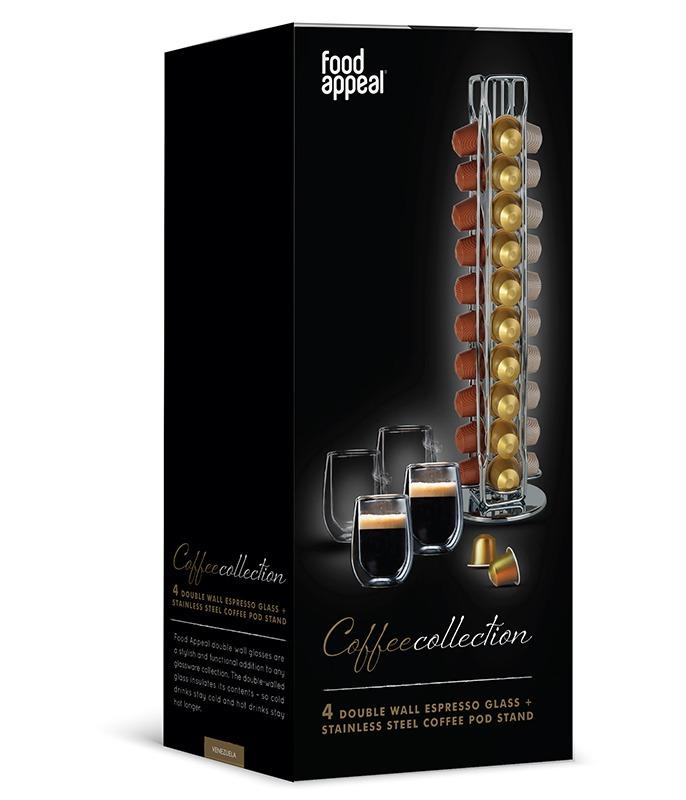 מארז מתנה 6 כוסות 80 מ"ל  + מעמד ל - 60 קפסולות