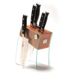 בלוק סכינים 6 חלקים הכולל 5 סכינים + מעמד זכוכית PRECISION