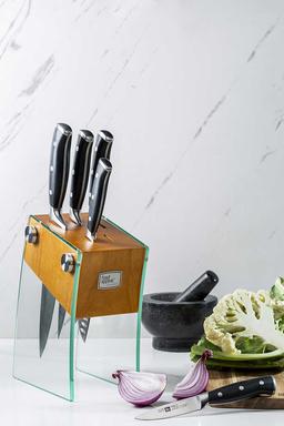 בלוק סכינים 6 חלקים הכולל 5 סכינים + מעמד זכוכית PRECISION-תמונה-3