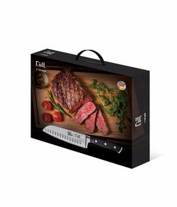 סט קרש חיתוך במבוק  + סכין סנטוקו מקצועית 18 ס"מ CULT-תמונה-1