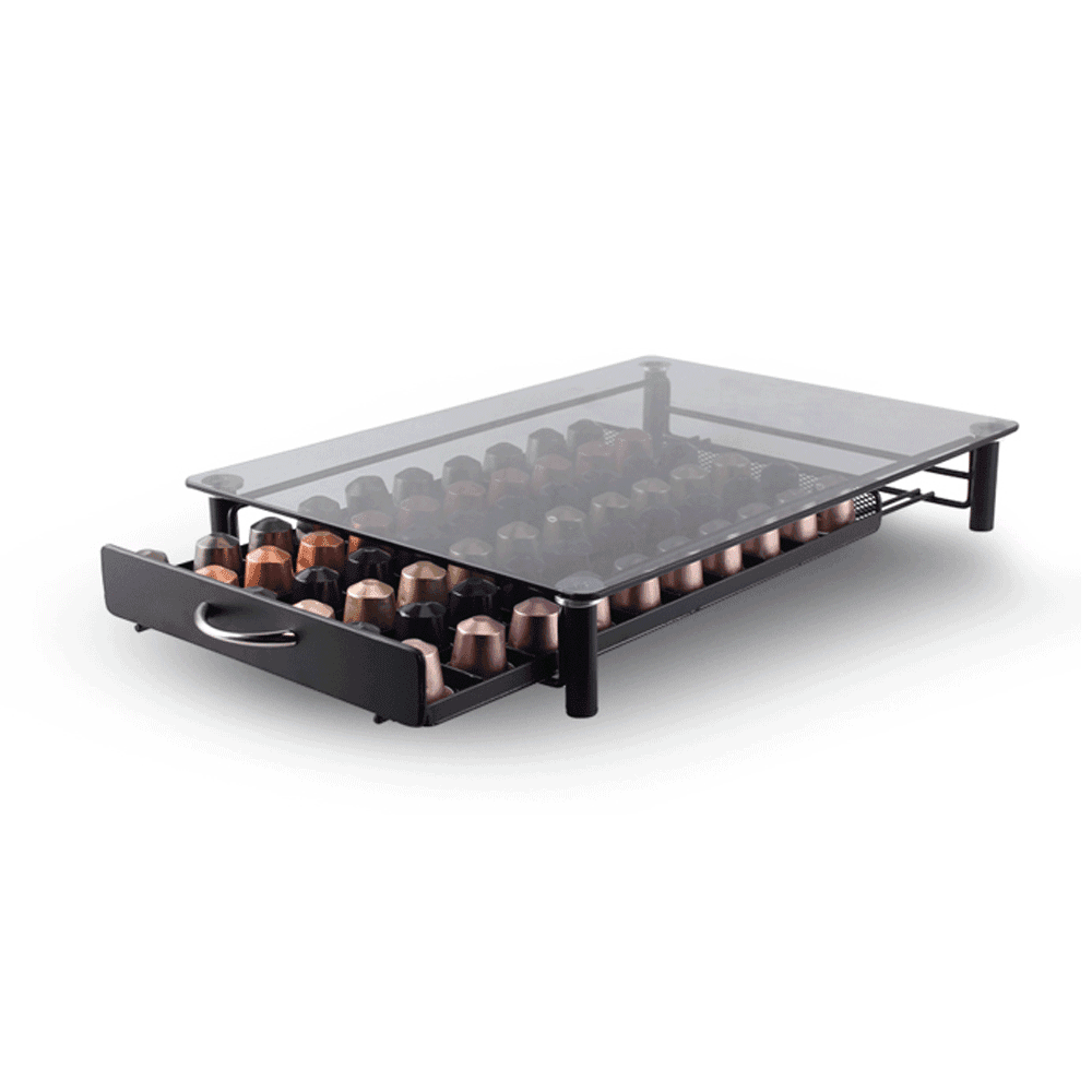 מגירה  ל-60 קפסולות נספרסו עם משטח זכוכית COFFEE COLLECTION