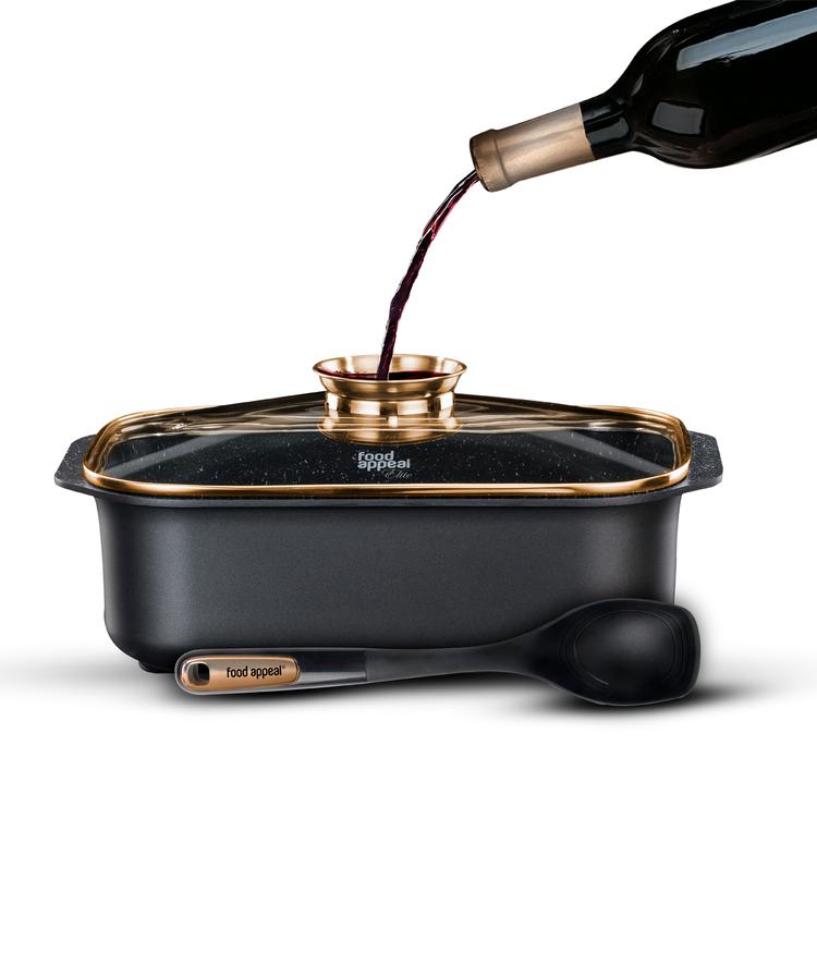 רוסטר בגימור זהב עם מכסה ארומטי. 25*35 ס"מ. 7.8 ליטר + כף הגשה BLACK MARBLE