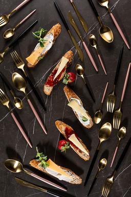 סט סכו"ם מהודר 24 חלקים PINK FOREST זהב וורוד בגימור מט-תמונה-2