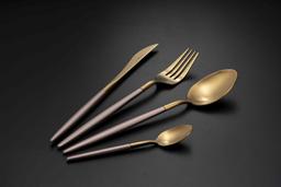 סט סכו"ם מהודר 24 חלקים PINK FOREST זהב וורוד בגימור מט-תמונה-3