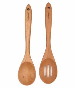 סט כפות סלט מעץ - כף רגילה + כף מחורצת 31.5 ס"מ BOTANIC