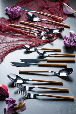 סט סכו"ם חלבי 24 חלקים SOHO דמוי עץ-תמונה-1