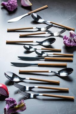 סט סכו"ם חלבי 24 חלקים SOHO דמוי עץ-תמונה-2