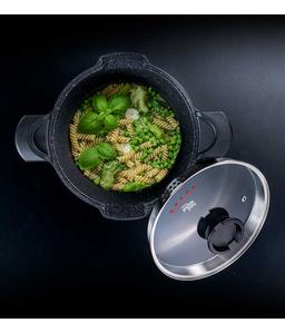 סיר פסטה עם מכסה מסננת 24 ס"מ. 4.7 ליטר BLACK MARBLE-תמונה-1