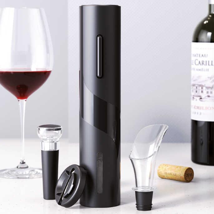 מארז פותחן יין אלקטרוני + משאבת ואקום +  פיית מזיגה + חותך רדיד