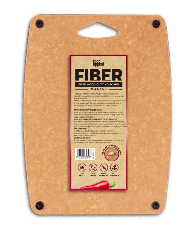 קרש  חיתוך 37x28x0.6 ס"מ עשוי מסיבי עץ טבעי FIBER