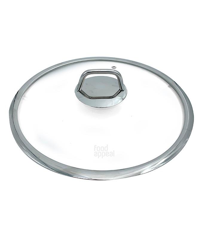 מכסה זכוכית אוניברסלי עם פתח שיחרור אדים 18 ס"מ