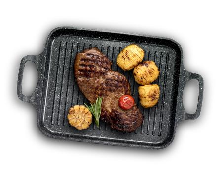 פלטת גריל רטרו מלבנית עם פסים BLACK MARBLE