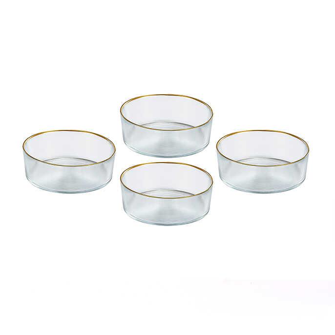 סט 4 קעריות זכוכית 12 ס"מ שוליים זהב CALLA