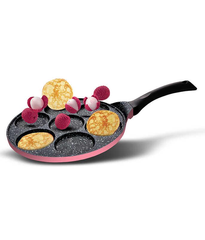 מחבת פנקייק 26 ס”מ 7 שקעים BLACK MARBLE ורוד