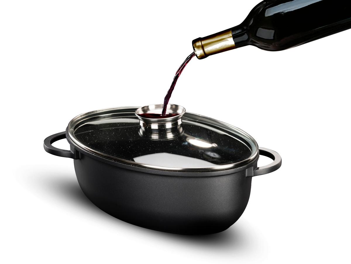 רוסטר אובלי עם מכסה ארומטי 8 ליטר BLACK MARBLE