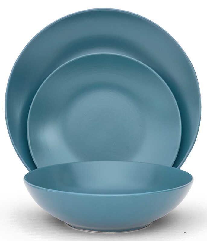 סט אוכל 18 חל' קרמיקה כחול DARK BLUE FOREST