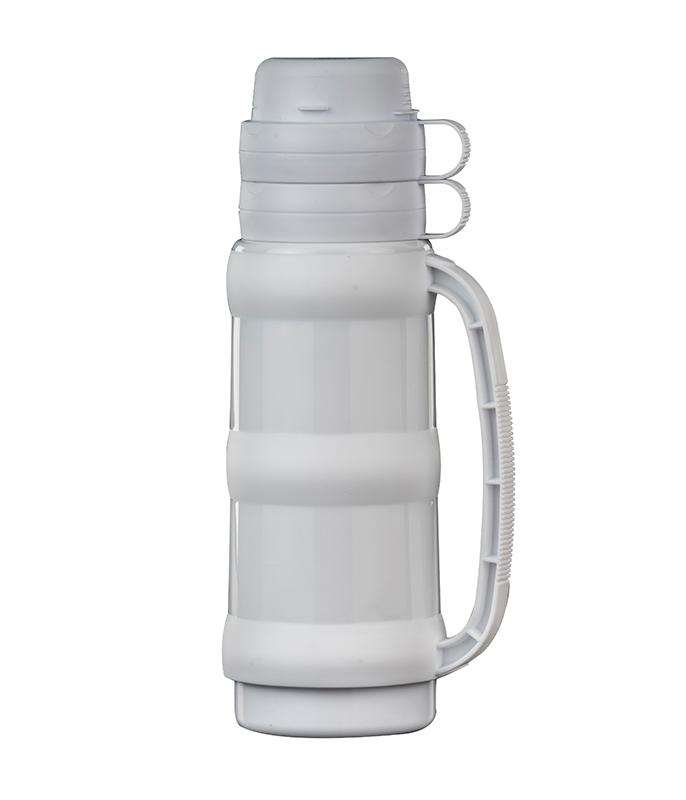 תרמוס נירוסטה 1 ליטר עם זוג כוסות TO GO לבן