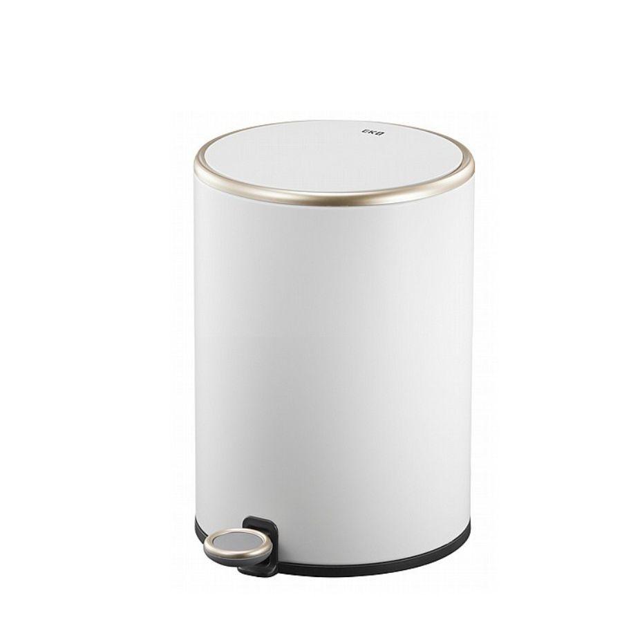 פח אשפה 3 ליטר עגול COSMO לבן מט עם מסגרת מוזהבת מבית EKO