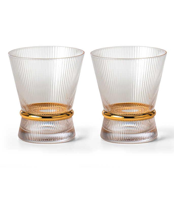 סט 6 כוסות לשתיה קרה מהודרות 270 מ"ל עיטור זהב MAGNOLIA