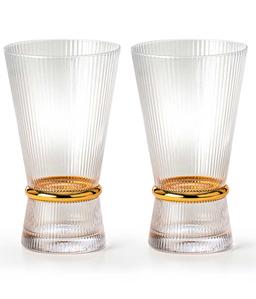 סט 6 כוסות לשתיה קרה מהודרות 330 מ"ל עיטור זהב MAGNOLIA