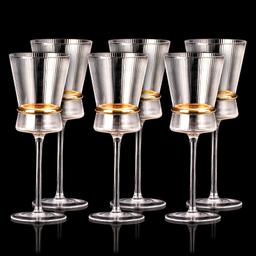 סט 6 כוסות יין מהודרות 320 מ"ל עיטור זהב MAGNOLIA