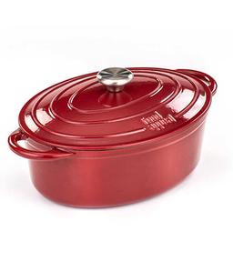 סיר אובלי יציקת ברזל 33.5X12 ס"מ . 6.3 ליטר HERITAGE אדום