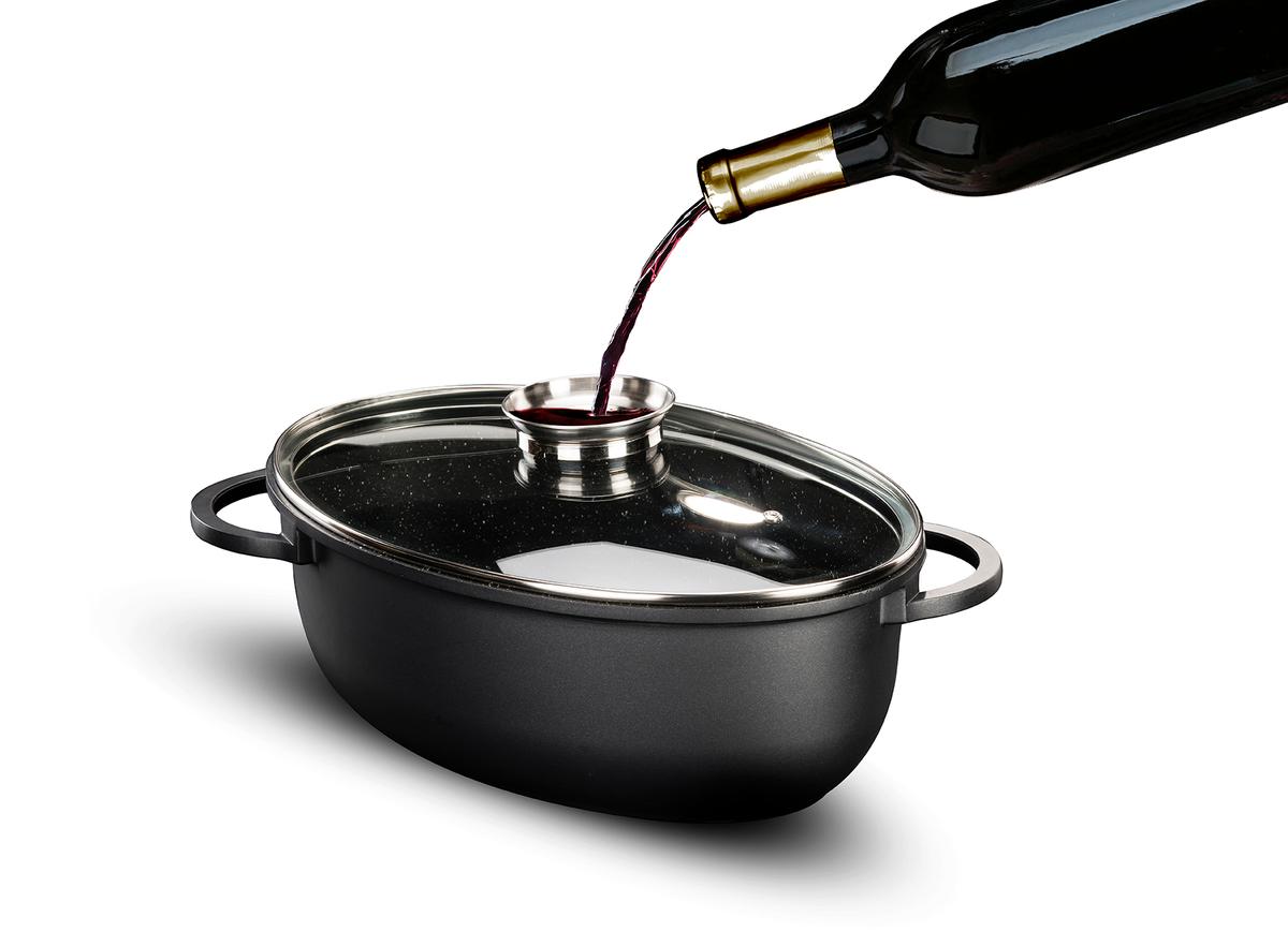 רוסטר אובלי עם מכסה ארומטי 12 ליטר BLACK MARBLE