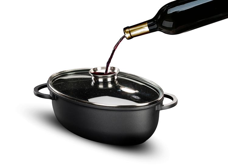 רוסטר אובלי עם מכסה ארומטי 12 ליטר BLACK MARBLE