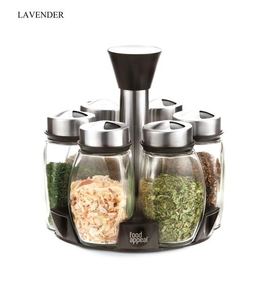 מעמד תבלינים מסתובב 6 צנצנות 90 מ"ל דגם Lavender