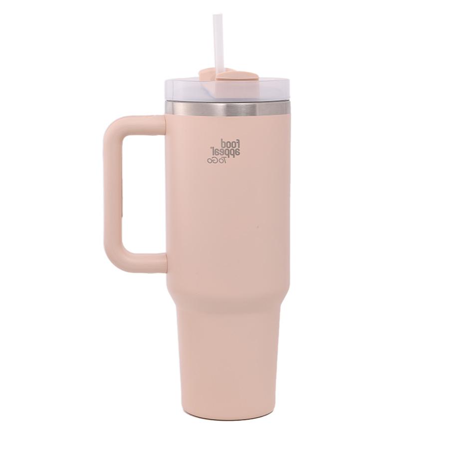 כוס תרמית עם ידית קש 900 מ"ל TO GO צבע קרם מבית Food appeal