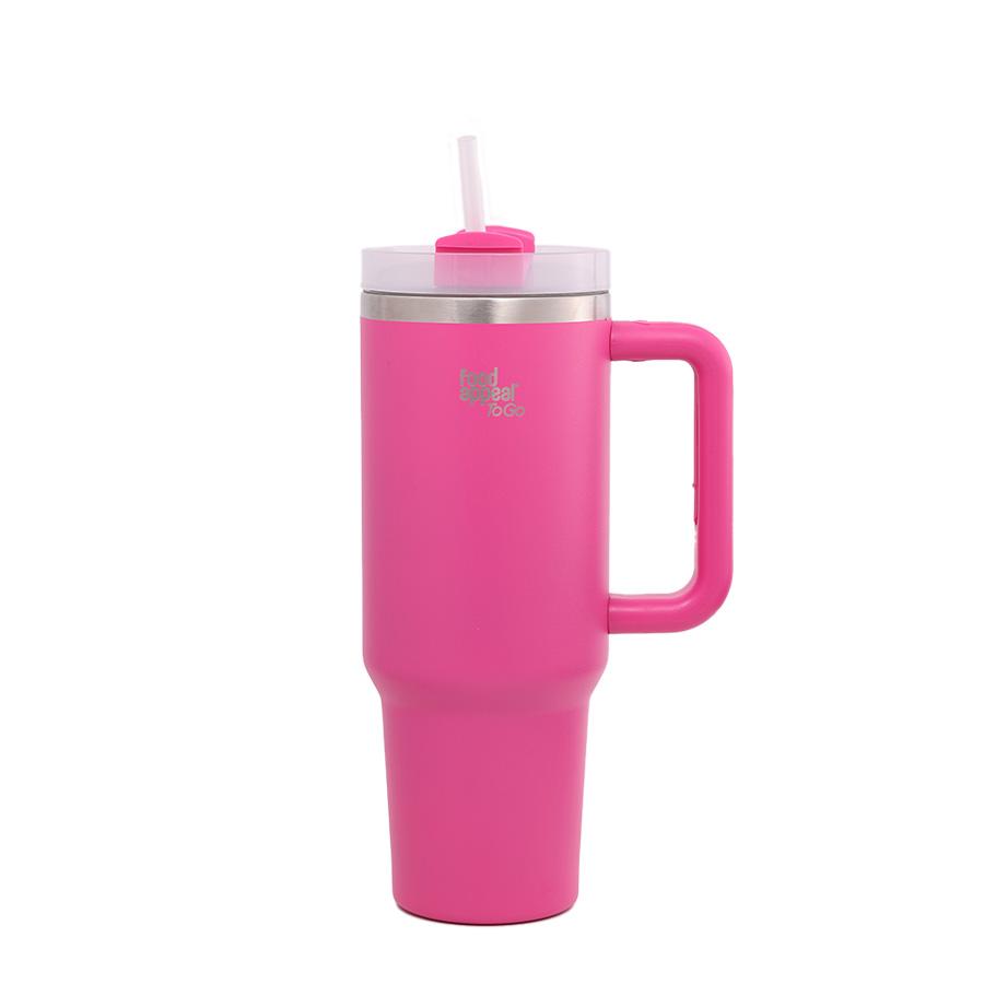 כוס תרמית עם ידית קש 900 מ"ל TO GO צבע ורוד מבית Food appeal