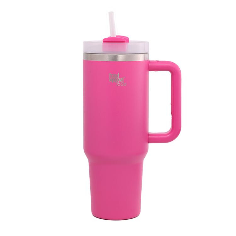 כוס תרמית עם ידית קש 1200 מ"ל TO GO צבע ורוד מבית Food appeal