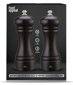 זוג מטחנות מלחפלפל עץ אלון שחור-תמונה-3