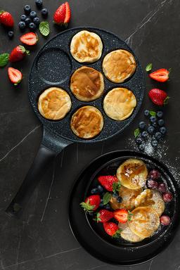 מחבת פנקייק 26 ס”מ 7 שקעים BLACK MARBLE חום-תמונה-1