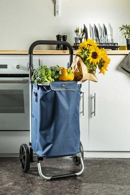 עגלת שוק מתקפלת 45 ליטר עם ידית מתכווננת + תיק תרמי SHOP&ROLL כחול-photo-3