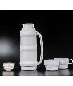 תרמוס נירוסטה 1 ליטר עם זוג כוסות TO GO לבן-photo-1