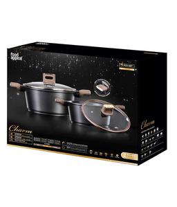 סט סירים 4 חלקים - CHRAM ידיות "אפקט העור" בצבע חום כהה-תמונה-2