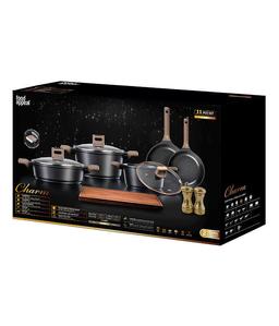 סט סירים 11 חלקים - CHARM ידיות "אפקט העור" צבע חום כהה-תמונה-3