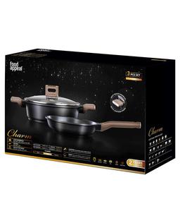 סט סירים 3 חלקים - CHARM ידיות "אפקט העור" צבע חום כהה-photo-2