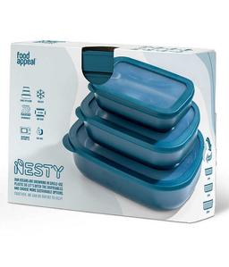 סט 3 קופסאות אחסון פלסטיק ממוחזר NESTY כחול-תמונה-1